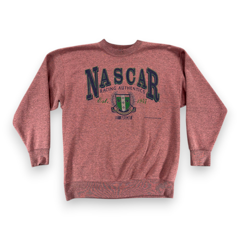 Vintage NASCAR Sweater Adult MEDIUM Red Sweatshirt Racing Authentics USA 90s
